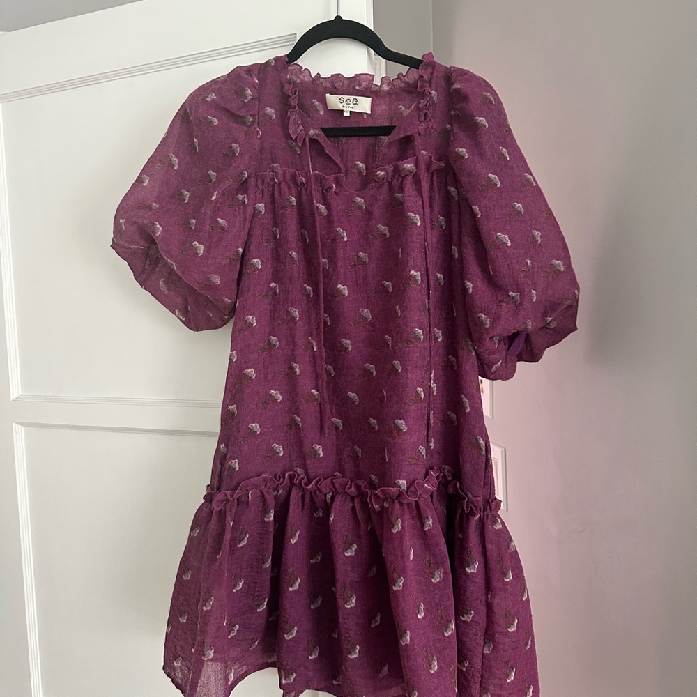Sea New York Alexis puff sleeve dress - virgin wool